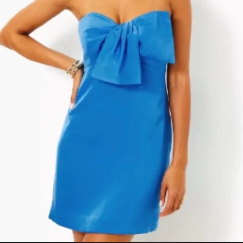 New Lilly Pullizer size 14 Carylin Elegant Blue Strapless woman's Dress